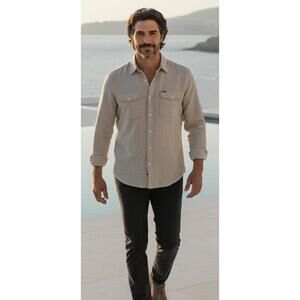 Linen Sean John Tailored Fit Men's Casual Shirt XL Beige